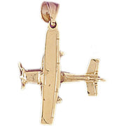 3D Airplane Jet Charm Pendant 14k Gold