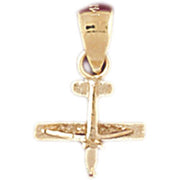 3D Airplane Jet Charm Pendant 14k Gold
