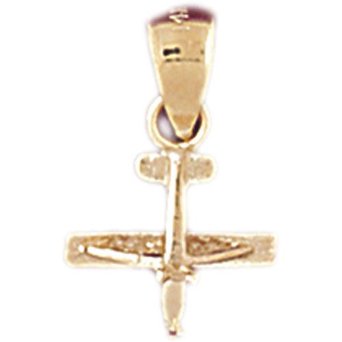 3D Airplane Jet Charm Pendant 14k Gold