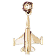 3D Airplane Charm Pendant 14k Gold