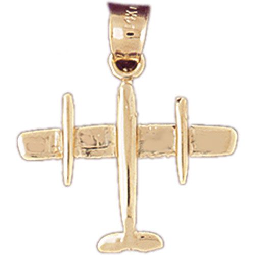3D Bomber Airplane Charm Pendant 14k Gold