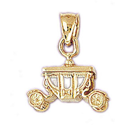Carriage Charm Pendant 14k Gold