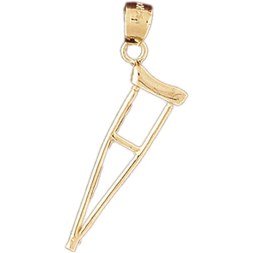 3D Crutch Charm Pendant 14k Gold