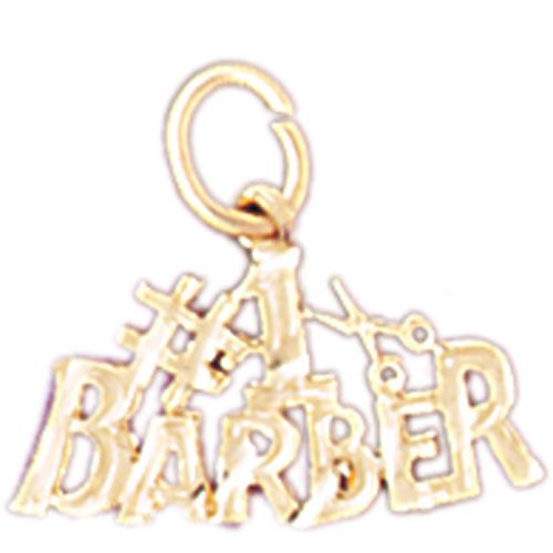 Number One Barber Charm Pendant 14k Gold
