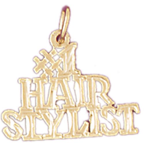 Number One Hair Stylist Charm Pendant 14k Gold