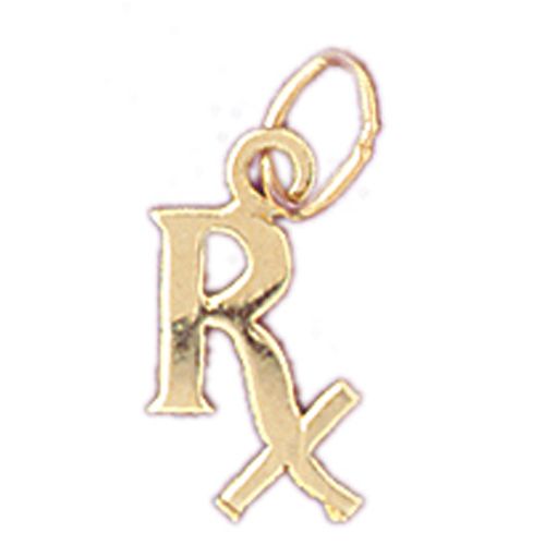 RX Medical Sign Charm Pendant 14k Gold