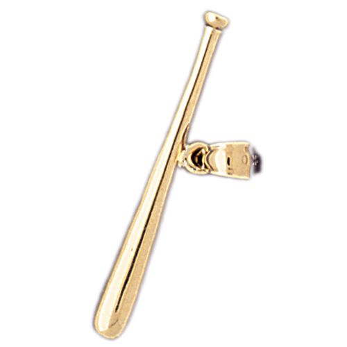 3D Baseball Bat Charm Pendant 14k Gold