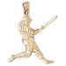 Baseball Player Charm Pendant 14k Gold