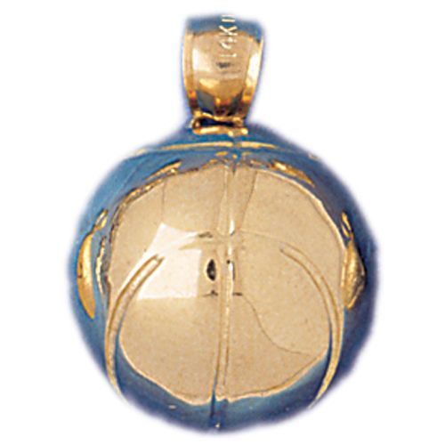 3D Basketball Ball Charm Pendant 14k Gold