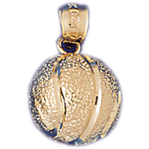 3D Basketball Ball Charm Pendant 14k Gold