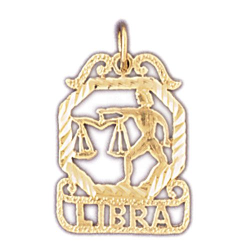 Libra Zodiac Sign Charm Pendant 14k Gold