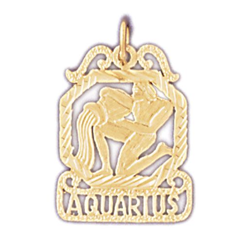 Aquarius Zodiac Sign Charm Pendant 14k Gold