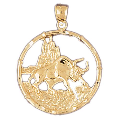 Ox Cow Chinese Zodiac Sign Charm Pendant 14k Gold