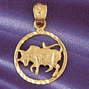 Taurus Zodiac Sign Charm Pendant 14k Gold