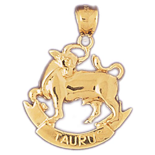Taurus Zodiac Sign Charm Pendant 14k Gold