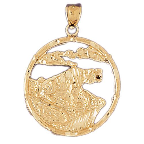 Tiger Chinese Zodiac Sign Charm Pendant 14k Gold