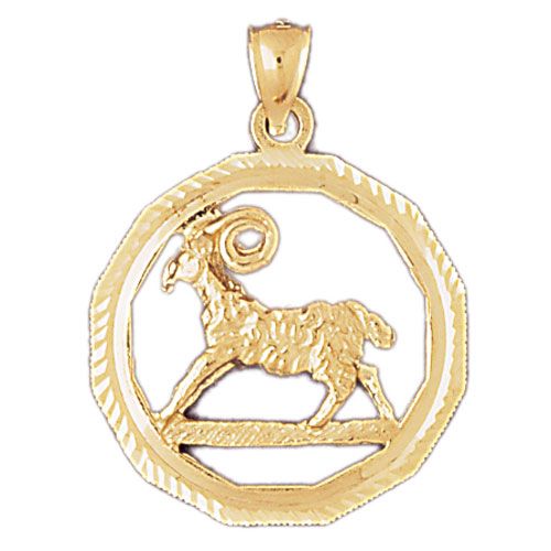 Aries Zodiac Sign Charm Pendant 14k Gold