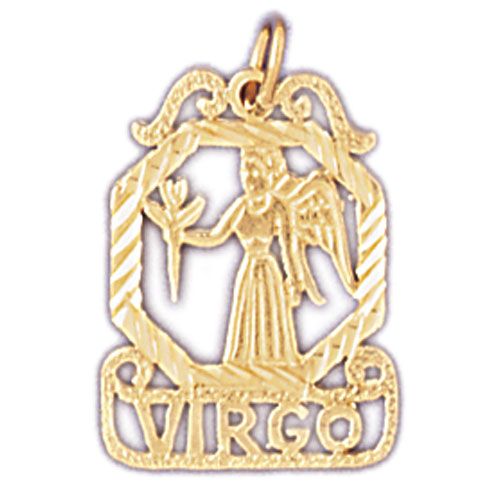Virgo Zodiac Sign Charm Pendant 14k Gold