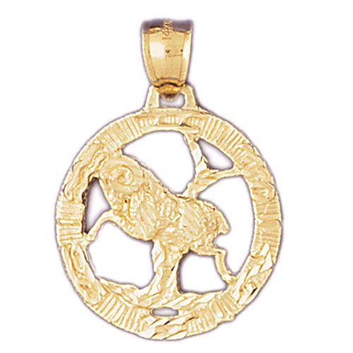 Aries Zodiac Sign Charm Pendant 14k Gold