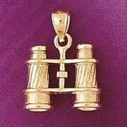 3D Binoculars Charm Pendant 14k Gold