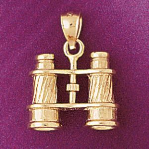 3D Binoculars Charm Pendant 14k Gold