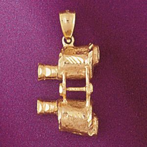 3D Binoculars Charm Pendant 14k Gold