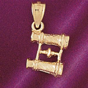 3D Binoculars Charm Pendant 14k Gold
