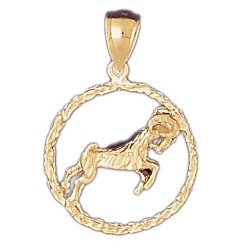 Aries Zodiac Sign Charm Pendant 14k Gold