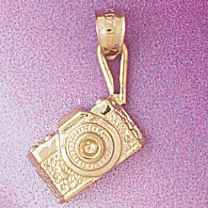 3D Camera Charm Pendant 14k Gold
