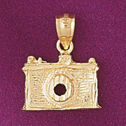 3D Camera Charm Pendant 14k Gold
