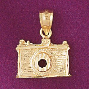 3D Camera Charm Pendant 14k Gold