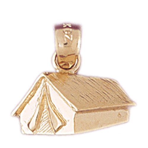Camping Tent Charm Pendant 14k Gold