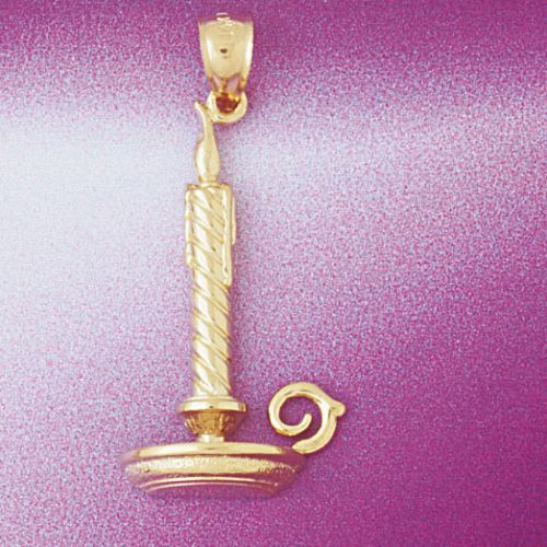 Candle Charm Pendant 14k Gold
