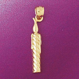 Candle Charm Pendant 14k Gold