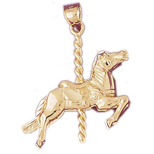 3D Carousel's Horse Charm Pendant 14k Gold