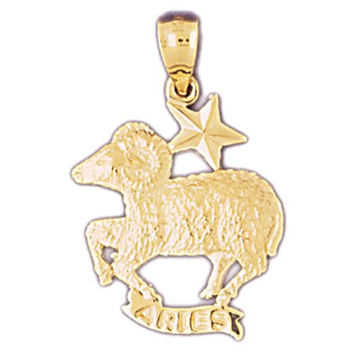 Aries Zodiac Sign Charm Pendant 14k Gold