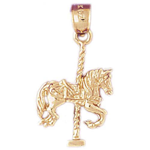 Carousel's Horse Charm Pendant 14k Gold