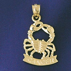 Cancer Zodiac Sign Charm Pendant 14k Gold