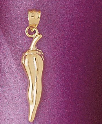 Chili Pepper Charm Pendant 14k Gold