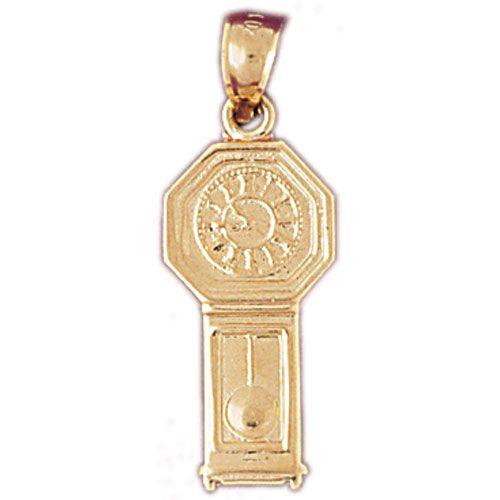 Classic Clock Charm Pendant 14k Gold