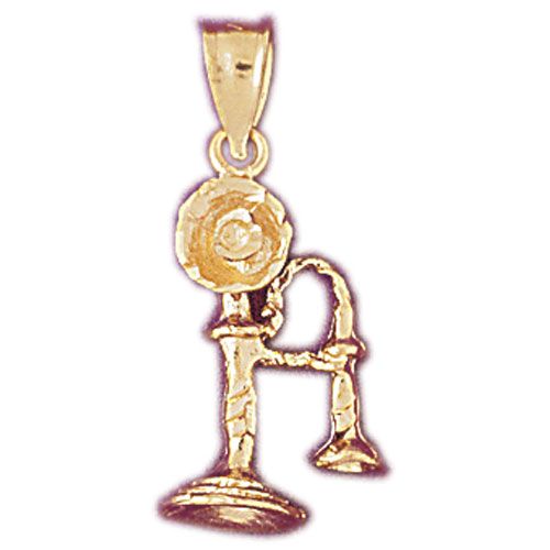 3D Classic Old Phone Charm Pendant 14k Gold