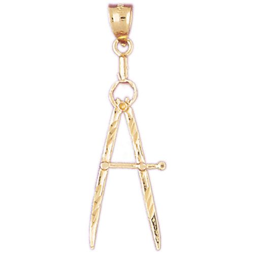 Compasses Charm Pendant 14k Gold