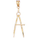 Compasses Charm Pendant 14k Gold