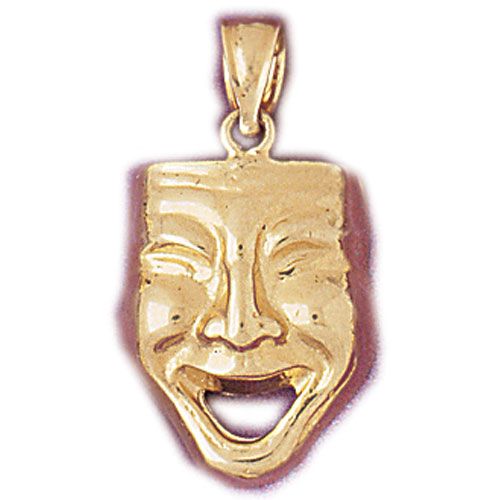 Drama Mask Charm Pendant 14k Gold