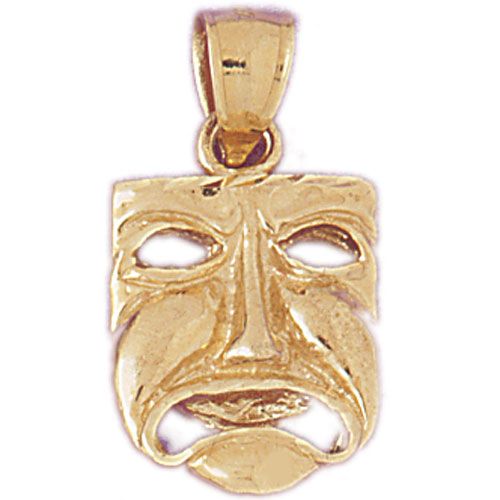 3D Drama Mask Charm Pendant 14k Gold