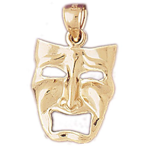 Drama Mask Charm Pendant 14k Gold