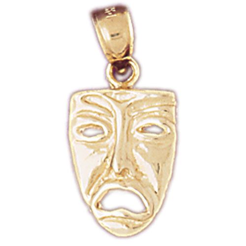 3D Drama Mask Charm Pendant 14k Gold