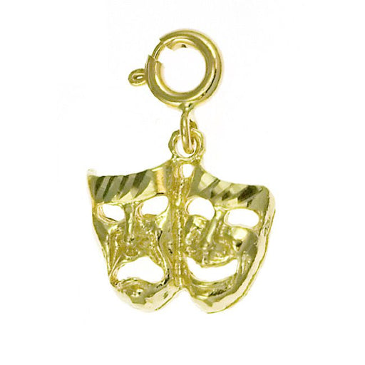 Drama Masks Charm Pendant 14k Gold