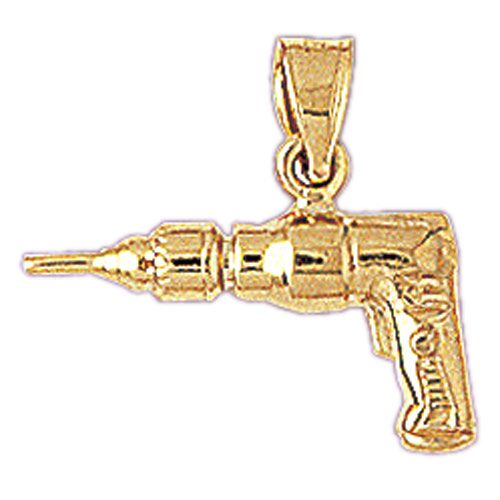 3D Drill Charm Pendant 14k Gold