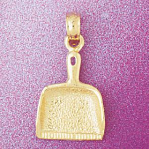3D Dust Pan Charm Pendant 14k Gold